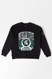 MICHIGAN STATE SPARTANS VICTORY LANE BLACK LABEL PREMIUM FLEECE CREW SWEATSHIRT