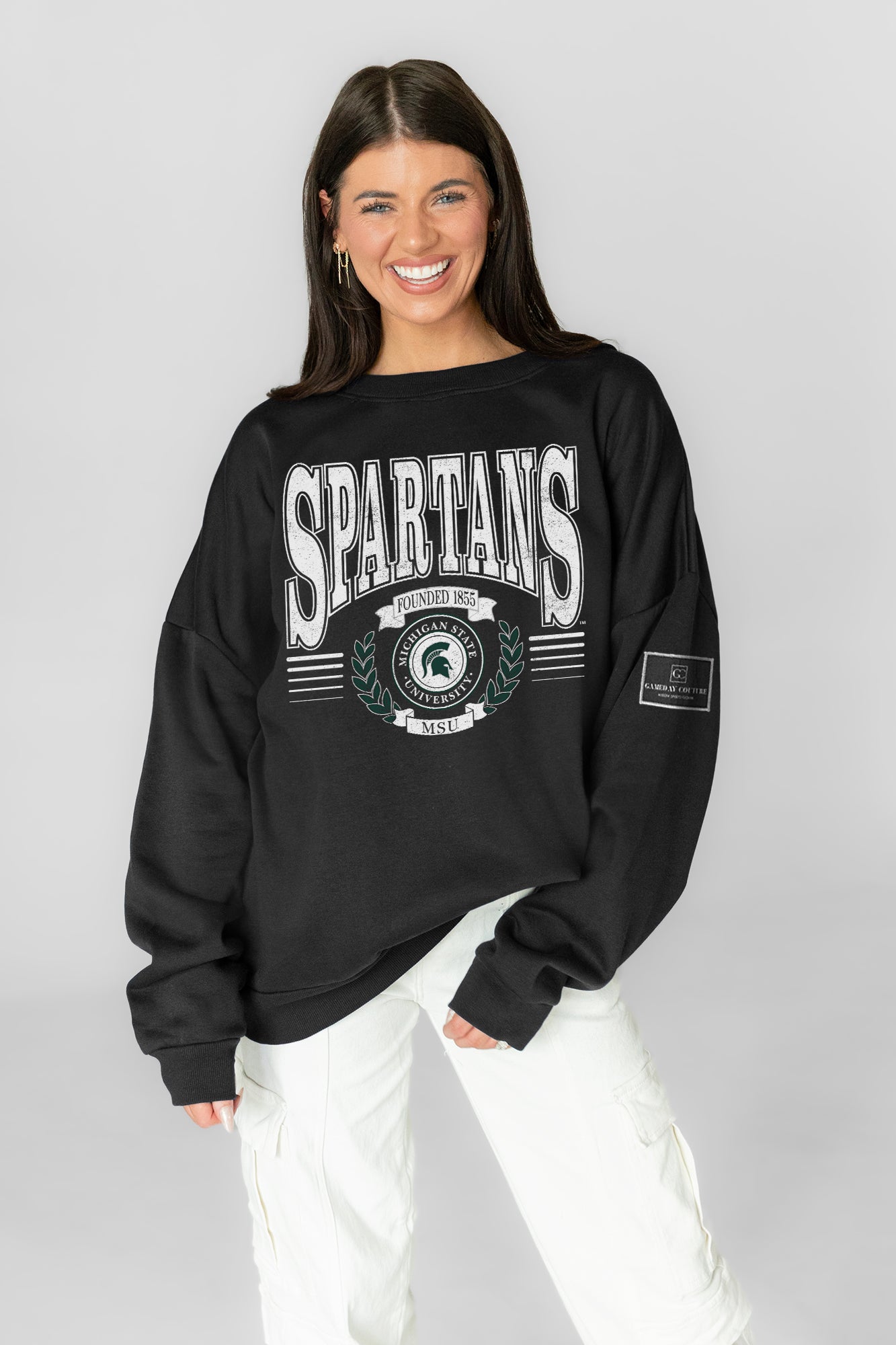 MICHIGAN STATE SPARTANS HONOR BOUND BLACK LABEL PREMIUM FLEECE CREWNECK