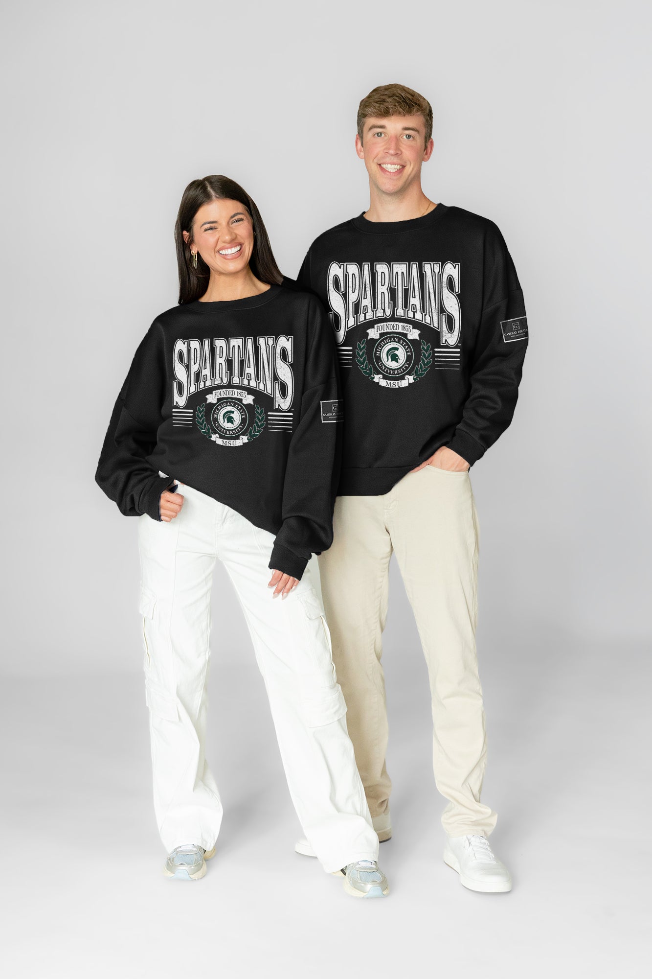 MICHIGAN STATE SPARTANS HONOR BOUND BLACK LABEL PREMIUM FLEECE CREWNECK