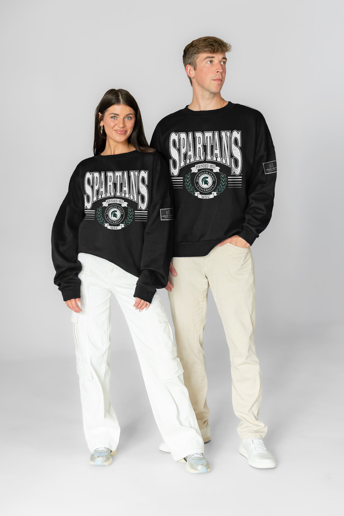 MICHIGAN STATE SPARTANS HONOR BOUND BLACK LABEL PREMIUM FLEECE CREWNECK