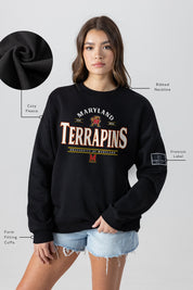 MARYLAND TERRAPINS PLAYERS ONLY BLACK LABEL PREMIUM FLEECE DROP SHOULDER CREWNECK
