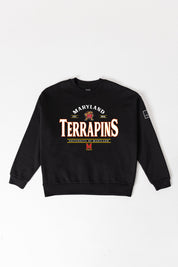 MARYLAND TERRAPINS PLAYERS ONLY BLACK LABEL PREMIUM FLEECE DROP SHOULDER CREWNECK