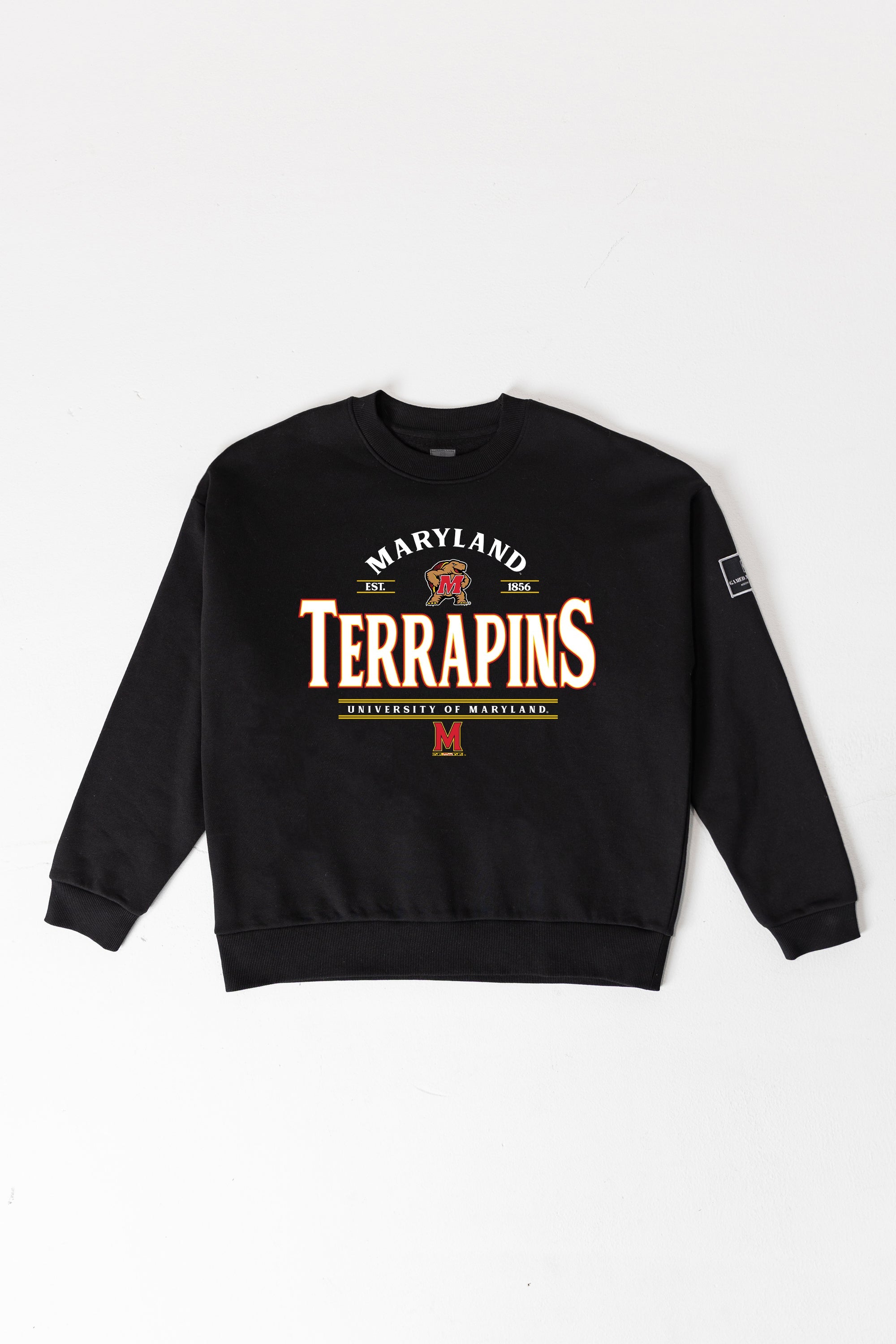 MARYLAND TERRAPINS PLAYERS ONLY BLACK LABEL PREMIUM FLEECE DROP SHOULDER CREWNECK
