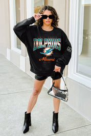 MIAMI DOLPHINS POWERHOUSE PLAY BLACK LABEL PREMIUM FLEECE CREW SWEATSHIRT