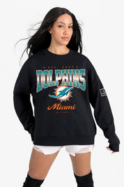 MIAMI DOLPHINS POWERHOUSE PLAY BLACK LABEL PREMIUM FLEECE CREW SWEATSHIRT