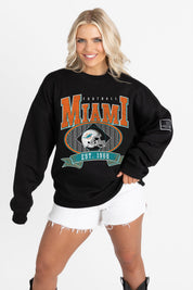 MIAMI DOLPHINS BOLD CHEERS BLACK LABEL PREMIUM FLEECE CREW SWEATSHIRT