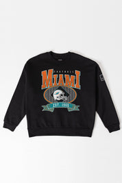 MIAMI DOLPHINS BOLD CHEERS BLACK LABEL PREMIUM FLEECE CREW SWEATSHIRT