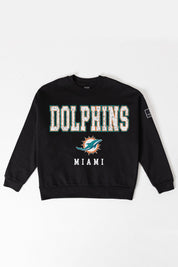 MIAMI DOLPHINS LEVEL UP BLACK LABEL PREMIUM FLEECE CREW SWEATSHIRT
