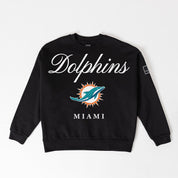 MIAMI DOLPHINS LEGACY CLUB BLACK LABEL PREMIUM FLEECE DROP SHOULDER CREWNECK