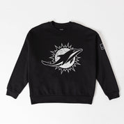 MIAMI DOLPHINS BOLD MOVE BLACK LABEL PREMIUM FLEECE DROP SHOULDER CREWNECK