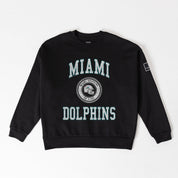 MIAMI DOLPHINS FIERCE FLOW BLACK LABEL PREMIUM FLEECE DROP SHOULDER CREWNECK