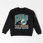 MIAMI DOLPHINS VICTORY PRIME BLACK LABEL PREMIUM FLEECE DROP SHOULDER CREWNECK