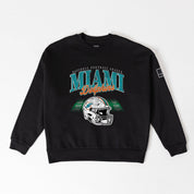 MIAMI DOLPHINS FIELD FOCUS BLACK LABEL PREMIUM FLEECE DROP SHOULDER CREWNECK