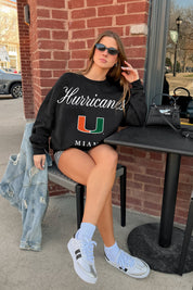 MIAMI HURRICANES LEGACY CLUB BLACK LABEL PREMIUM FLEECE DROP SHOULDER CREWNECK