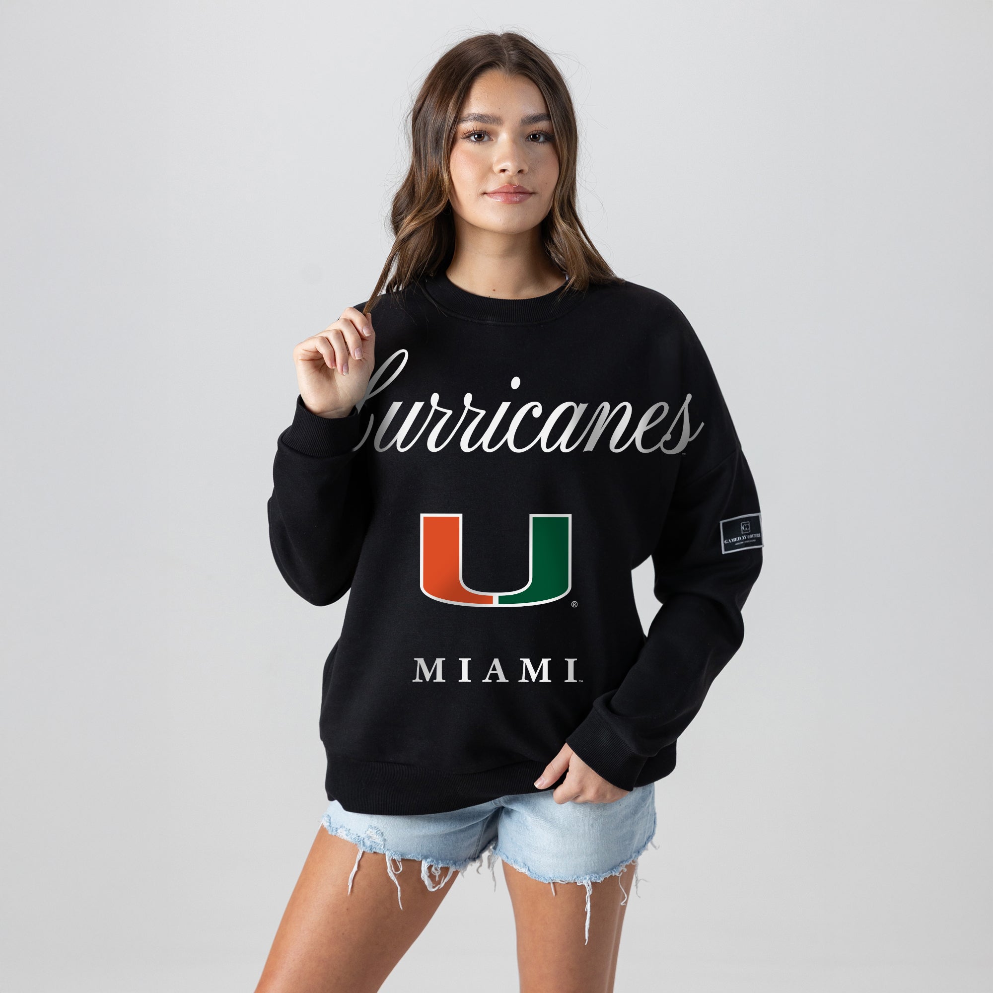 MIAMI HURRICANES LEGACY CLUB BLACK LABEL PREMIUM FLEECE DROP SHOULDER CREWNECK