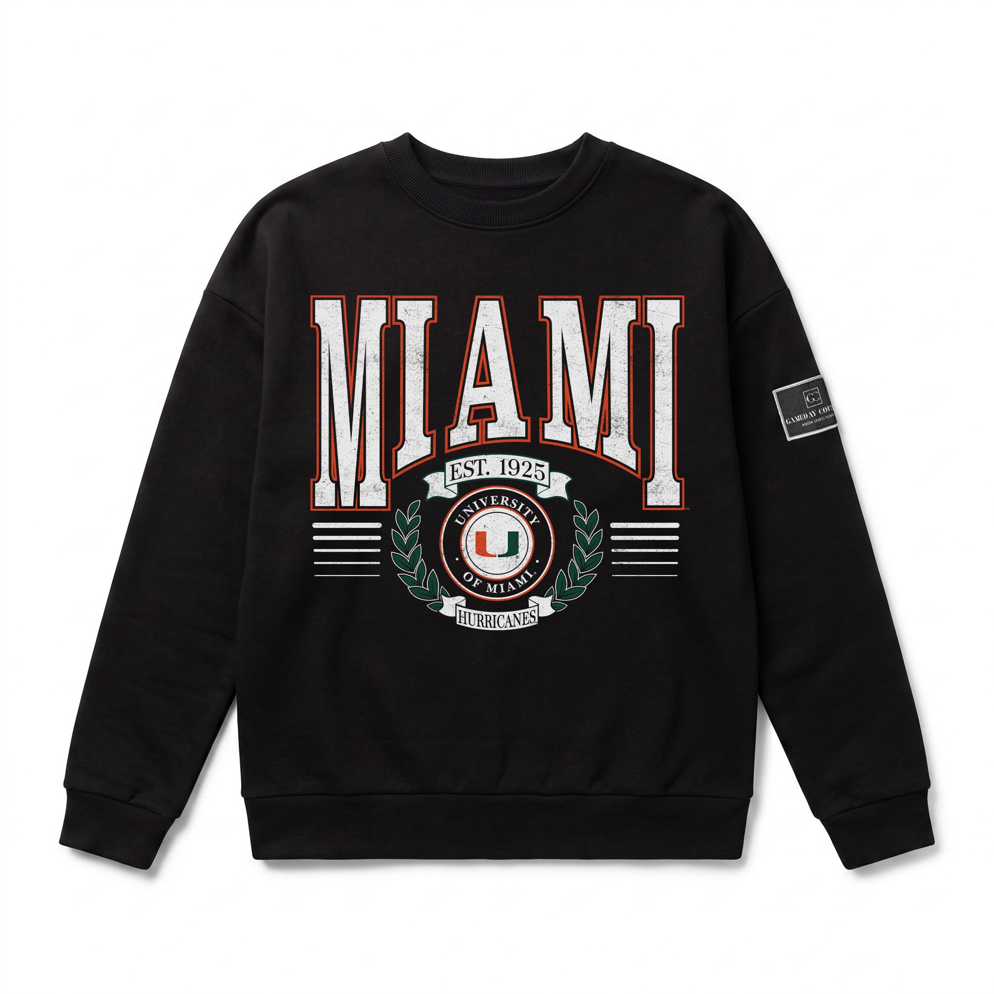 MIAMI HURRICANES HONOR BOUND BLACK LABEL PREMIUM FLEECE CREWNECK
