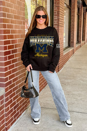 MICHIGAN WOLVERINES POWERHOUSE PLAY BLACK LABEL PREMIUM FLEECE CREW SWEATSHIRT