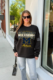 MICHIGAN WOLVERINES POWERHOUSE PLAY BLACK LABEL PREMIUM FLEECE CREW SWEATSHIRT