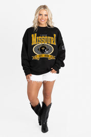 MISSOURI TIGERS BOLD CHEERS BLACK LABEL PREMIUM FLEECE CREW SWEATSHIRT