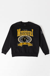 MISSOURI TIGERS BOLD CHEERS BLACK LABEL PREMIUM FLEECE CREW SWEATSHIRT