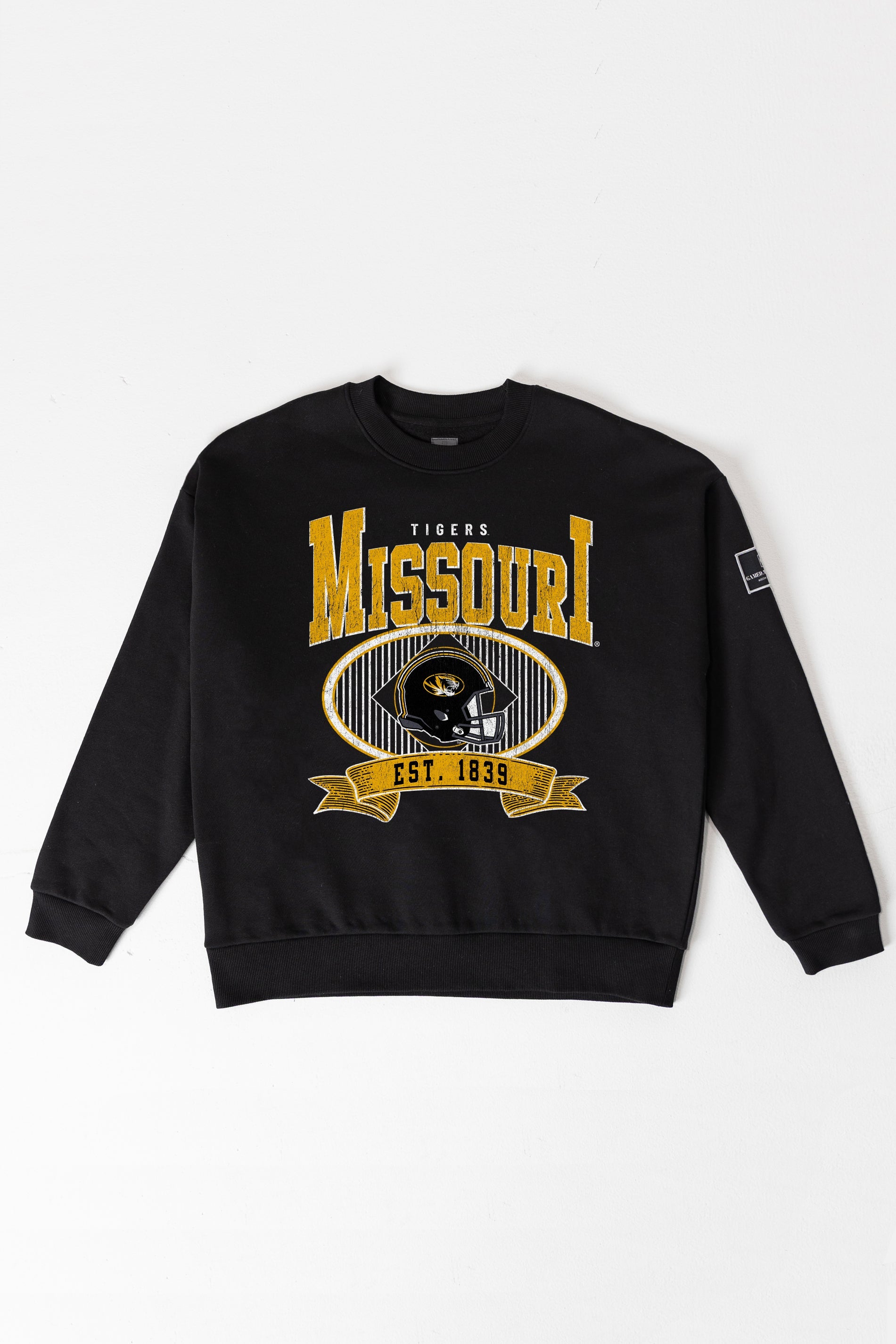 MISSOURI TIGERS BOLD CHEERS BLACK LABEL PREMIUM FLEECE CREW SWEATSHIRT
