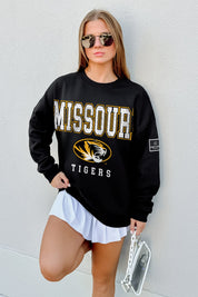 MISSOURI TIGERS LEVEL UP BLACK LABEL PREMIUM FLEECE CREW SWEATSHIRT