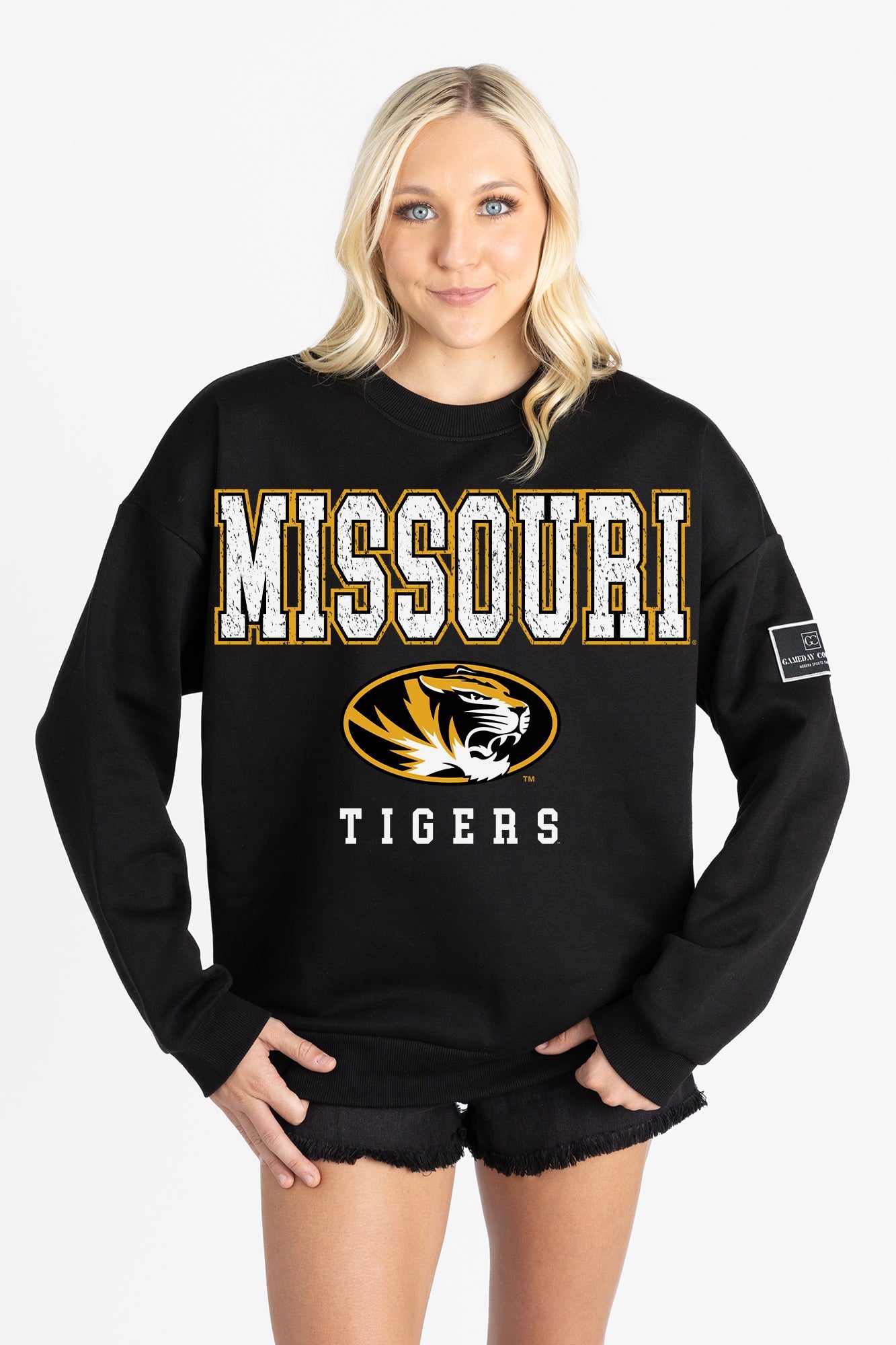 MISSOURI TIGERS LEVEL UP BLACK LABEL PREMIUM FLEECE CREW SWEATSHIRT
