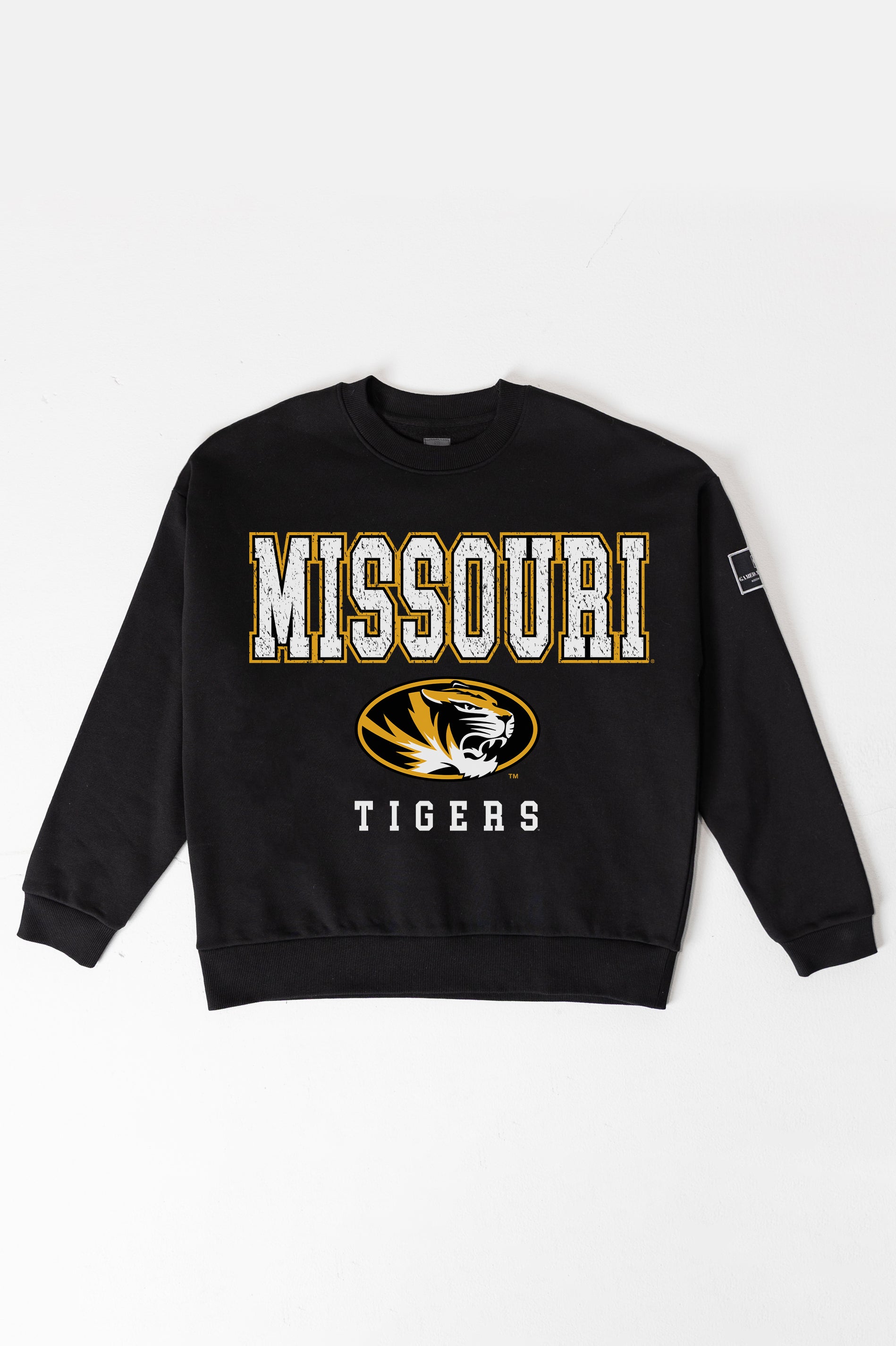 MISSOURI TIGERS LEVEL UP BLACK LABEL PREMIUM FLEECE CREW SWEATSHIRT