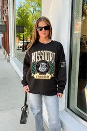 MISSOURI TIGERS VICTORY LANE BLACK LABEL PREMIUM FLEECE CREW SWEATSHIRT