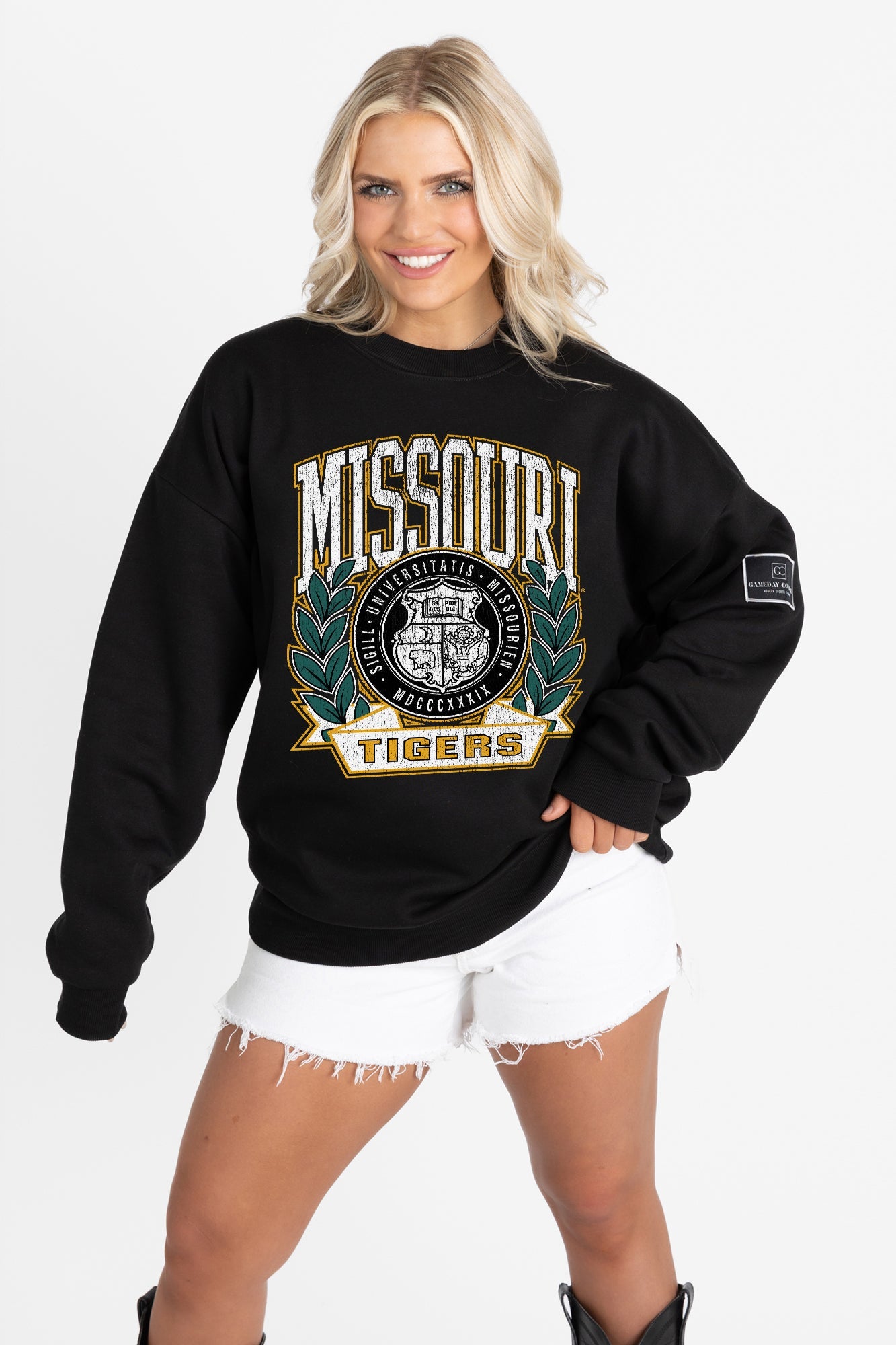 MISSOURI TIGERS VICTORY LANE BLACK LABEL PREMIUM FLEECE CREW SWEATSHIRT