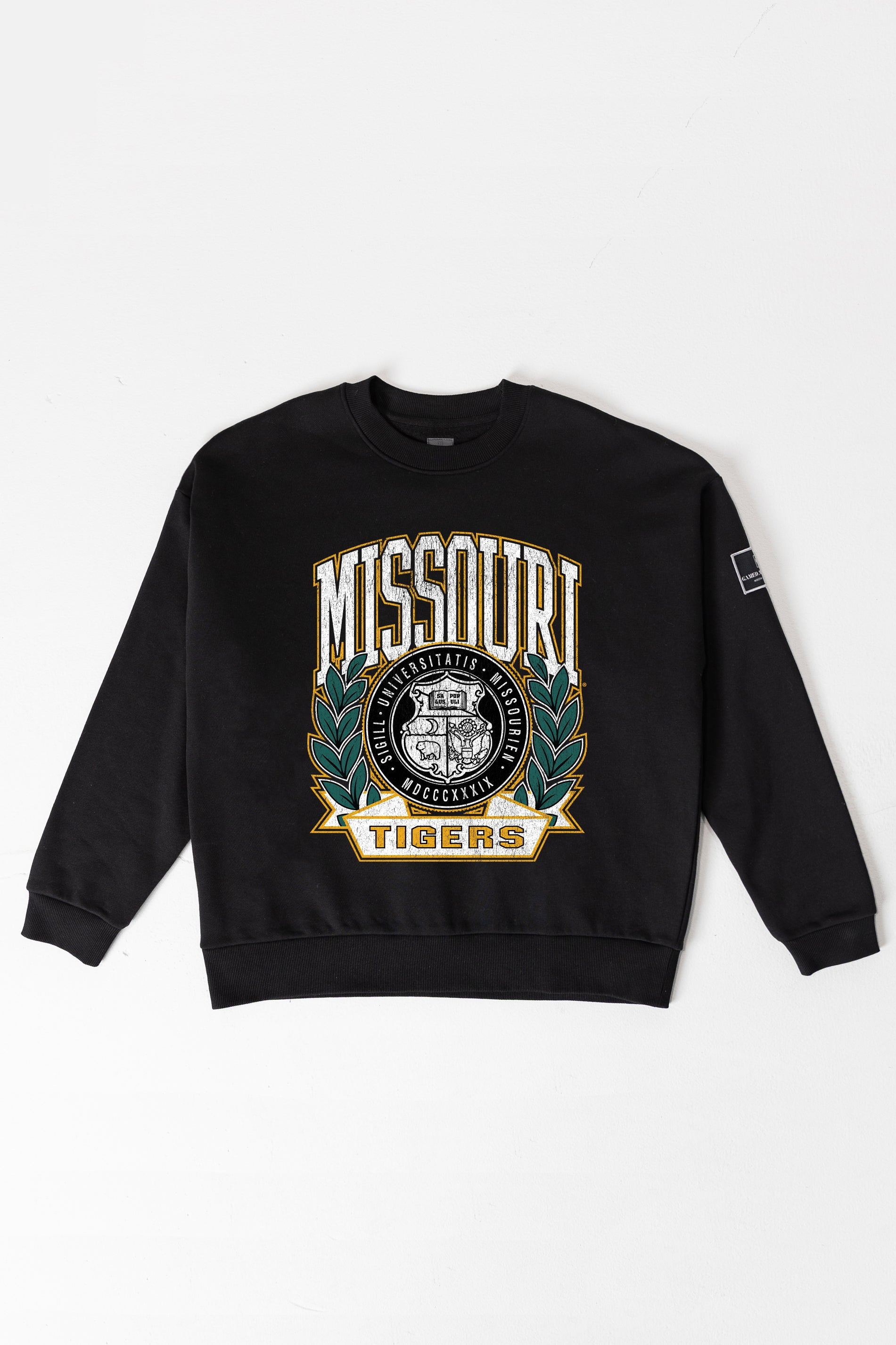MISSOURI TIGERS VICTORY LANE BLACK LABEL PREMIUM FLEECE CREW SWEATSHIRT