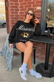 MISSOURI TIGERS LEGACY CLUB BLACK LABEL PREMIUM FLEECE DROP SHOULDER CREWNECK
