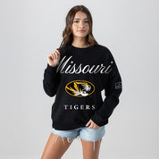 MISSOURI TIGERS LEGACY CLUB BLACK LABEL PREMIUM FLEECE DROP SHOULDER CREWNECK