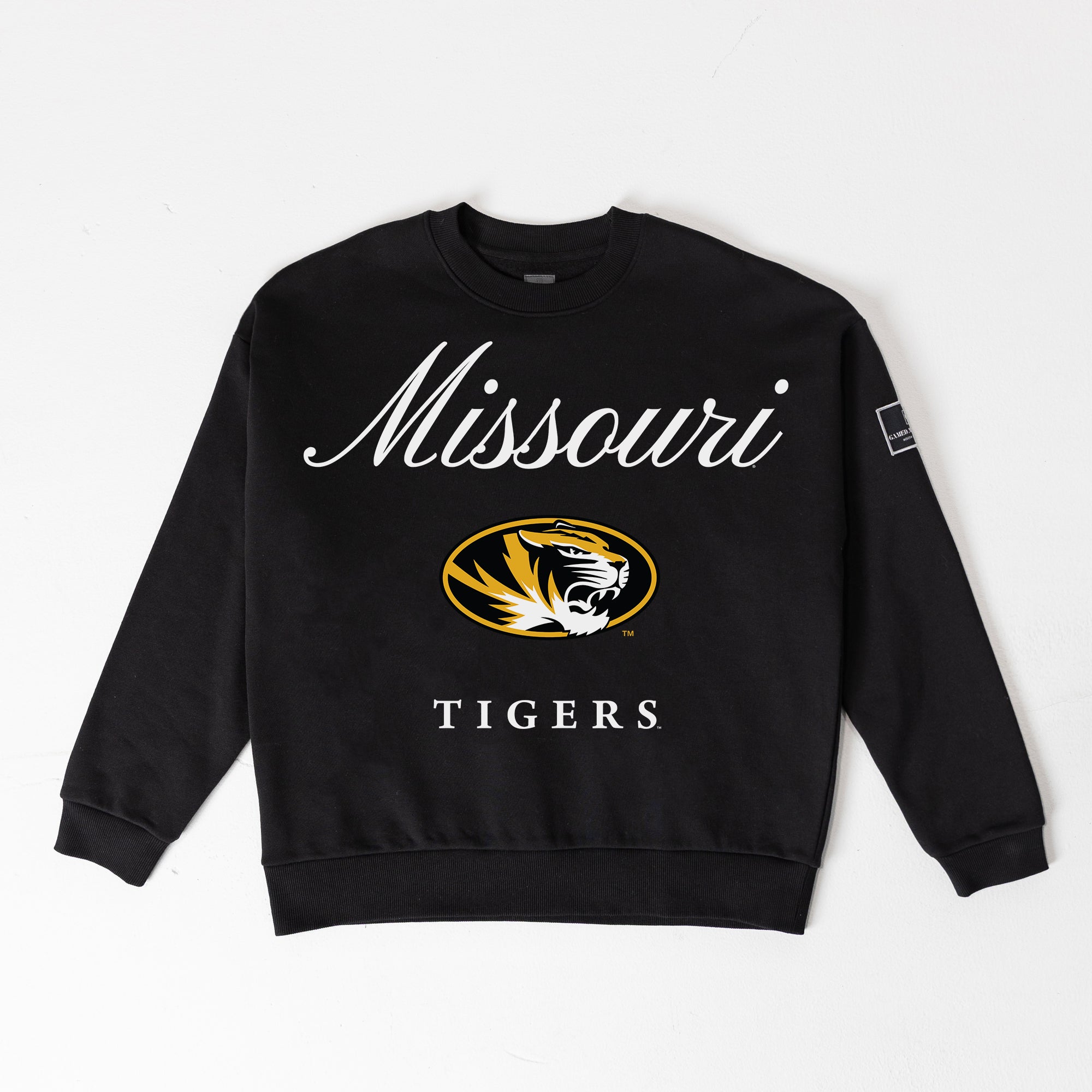 MISSOURI TIGERS LEGACY CLUB BLACK LABEL PREMIUM FLEECE DROP SHOULDER CREWNECK