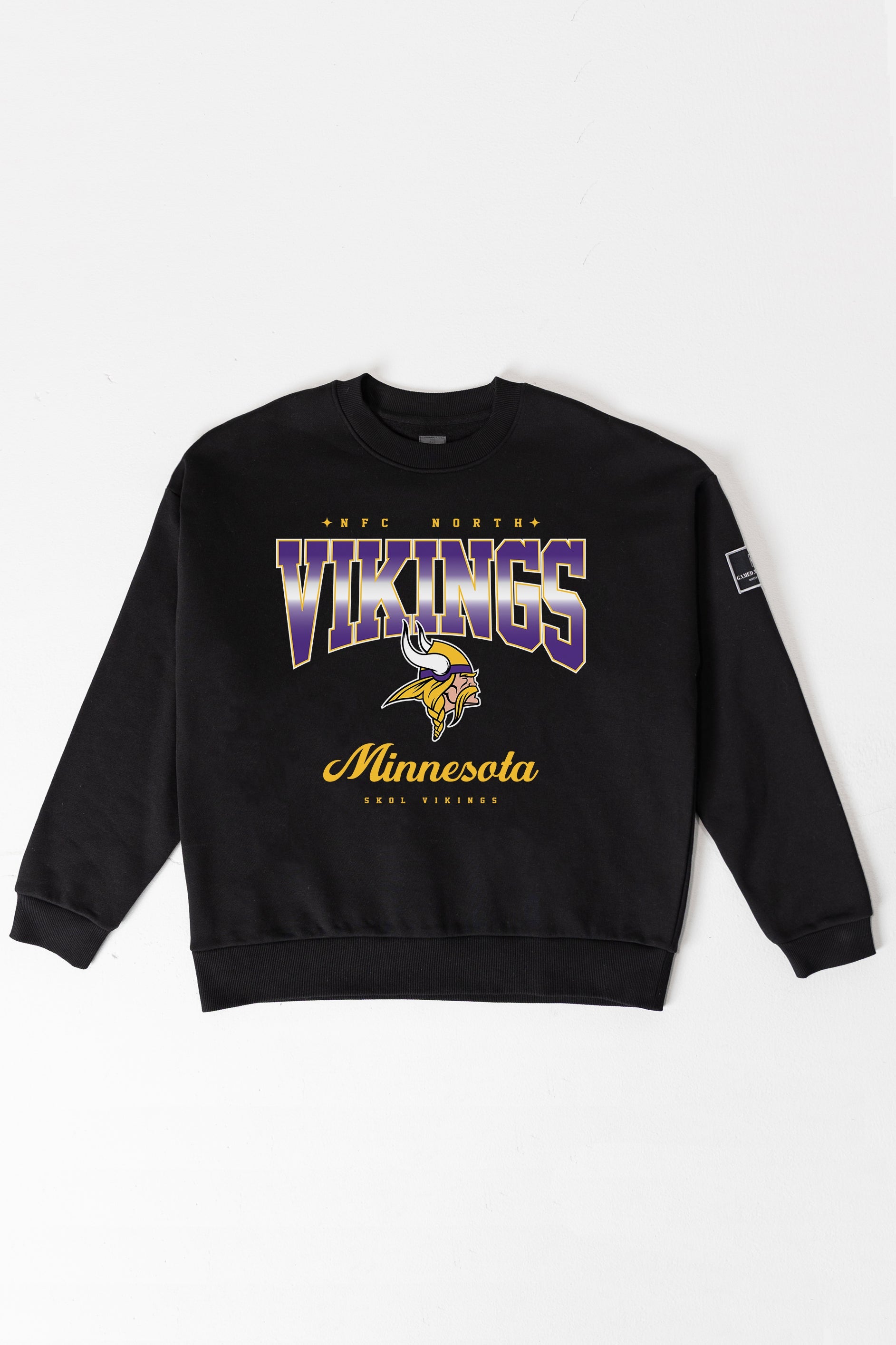 MINNESOTA VIKINGS POWERHOUSE PLAY BLACK LABEL PREMIUM FLEECE CREW SWEATSHIRT