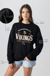 MINNESOTA VIKINGS PLAYERS ONLY BLACK LABEL PREMIUM FLEECE DROP SHOULDER CREWNECK