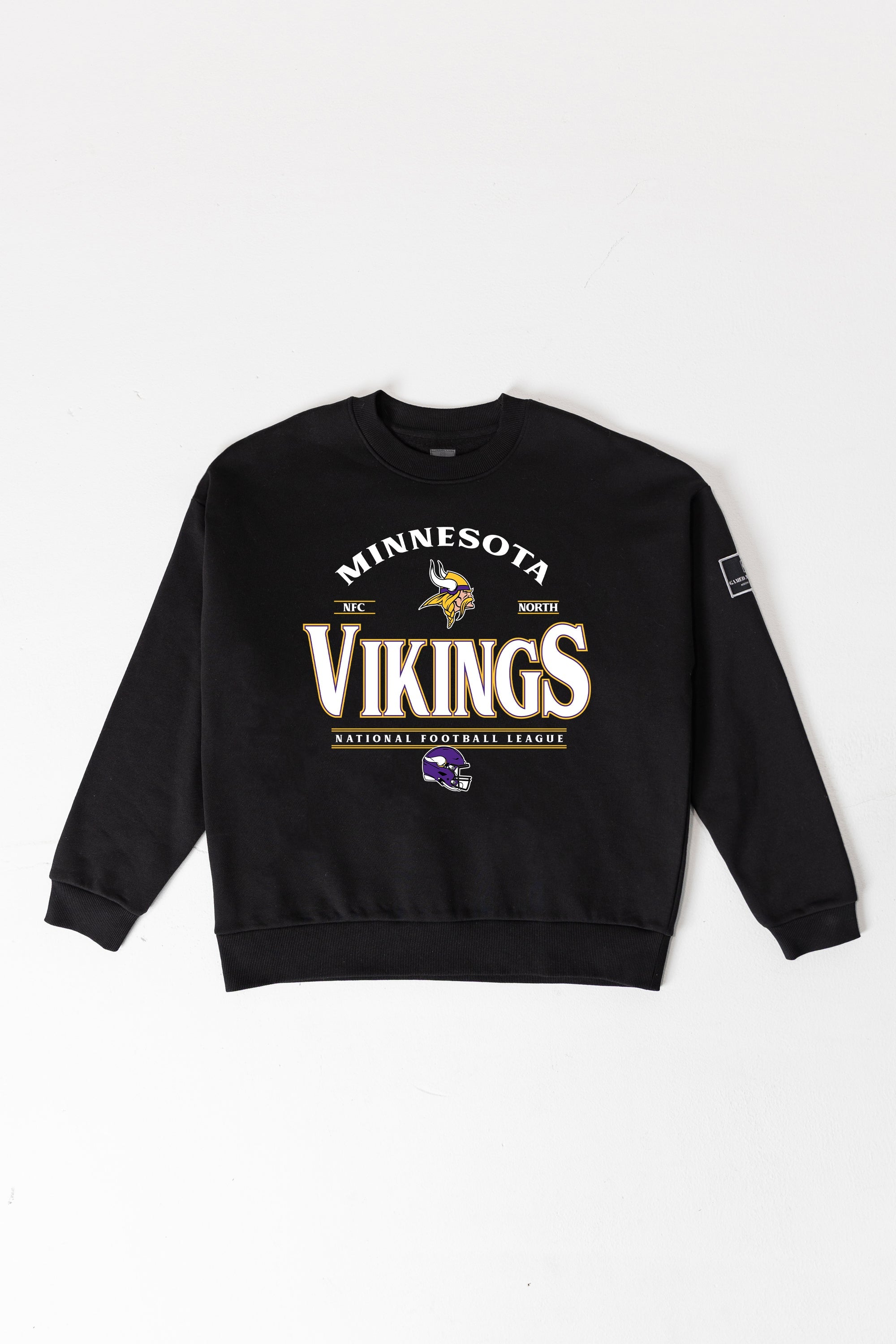 MINNESOTA VIKINGS PLAYERS ONLY BLACK LABEL PREMIUM FLEECE DROP SHOULDER CREWNECK
