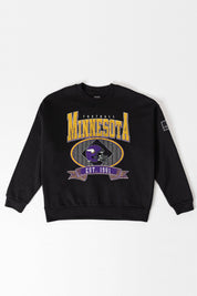 MINNESOTA VIKINGS BOLD CHEERS BLACK LABEL PREMIUM FLEECE CREW SWEATSHIRT
