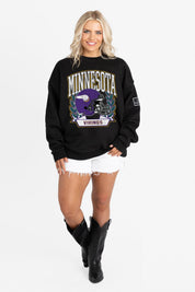 MINNESOTA VIKINGS VICTORY LANE BLACK LABEL PREMIUM FLEECE CREW SWEATSHIRT