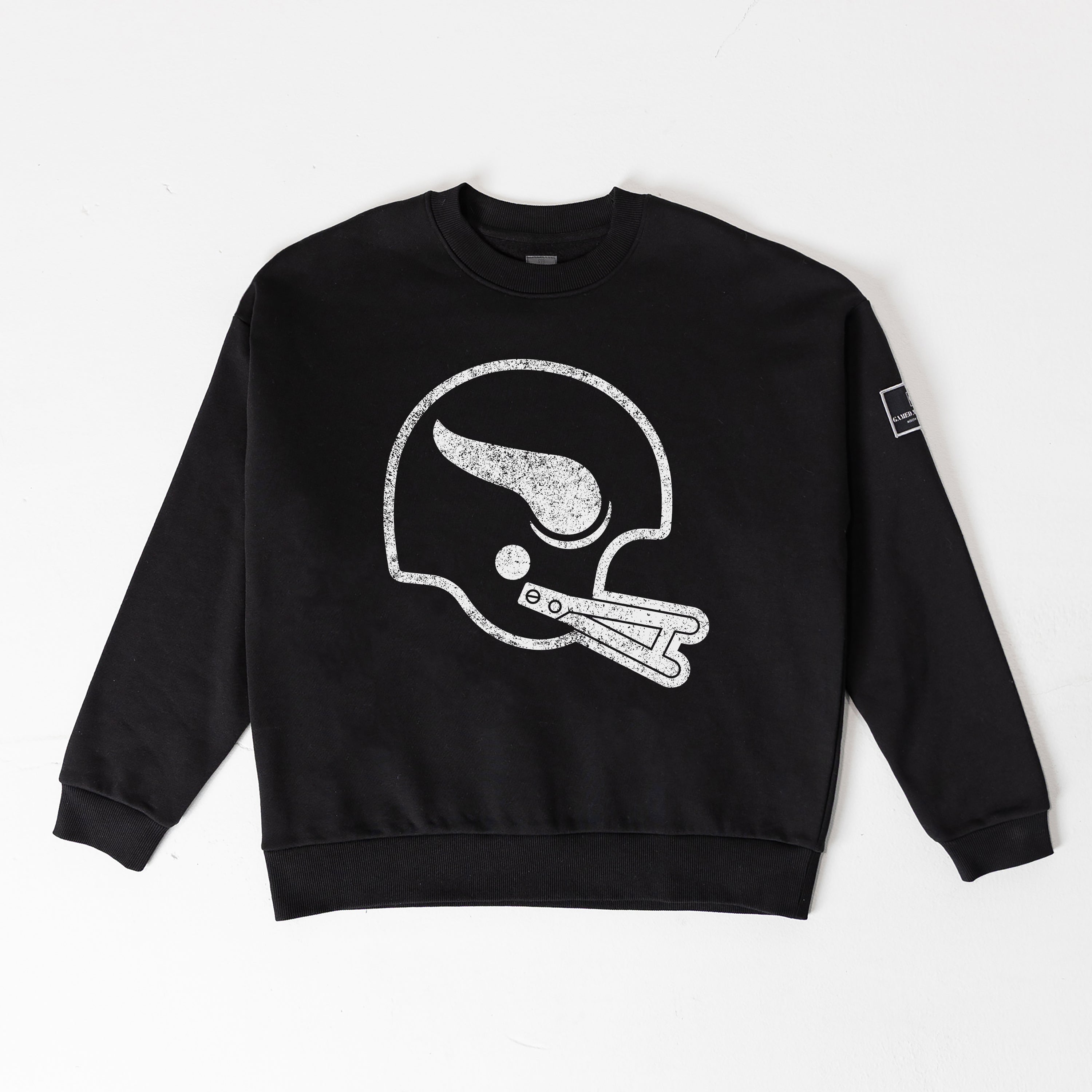 MINNESOTA VIKINGS BOLD MOVE BLACK LABEL PREMIUM FLEECE DROP SHOULDER CREWNECK
