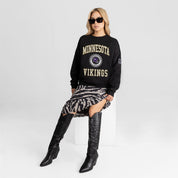 MINNESOTA VIKINGS FIERCE FLOW BLACK LABEL PREMIUM FLEECE DROP SHOULDER CREWNECK