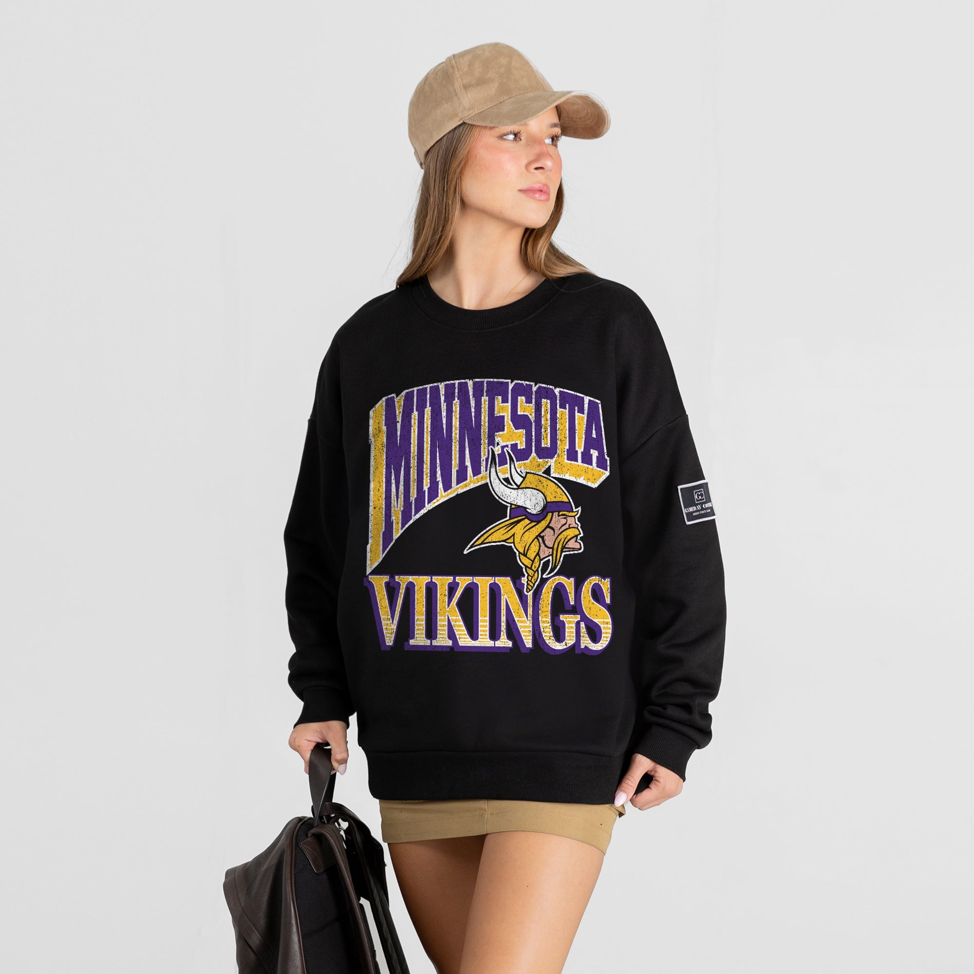 MINNESOTA VIKINGS VICTORY PRIME BLACK LABEL PREMIUM FLEECE DROP SHOULDER CREWNECK