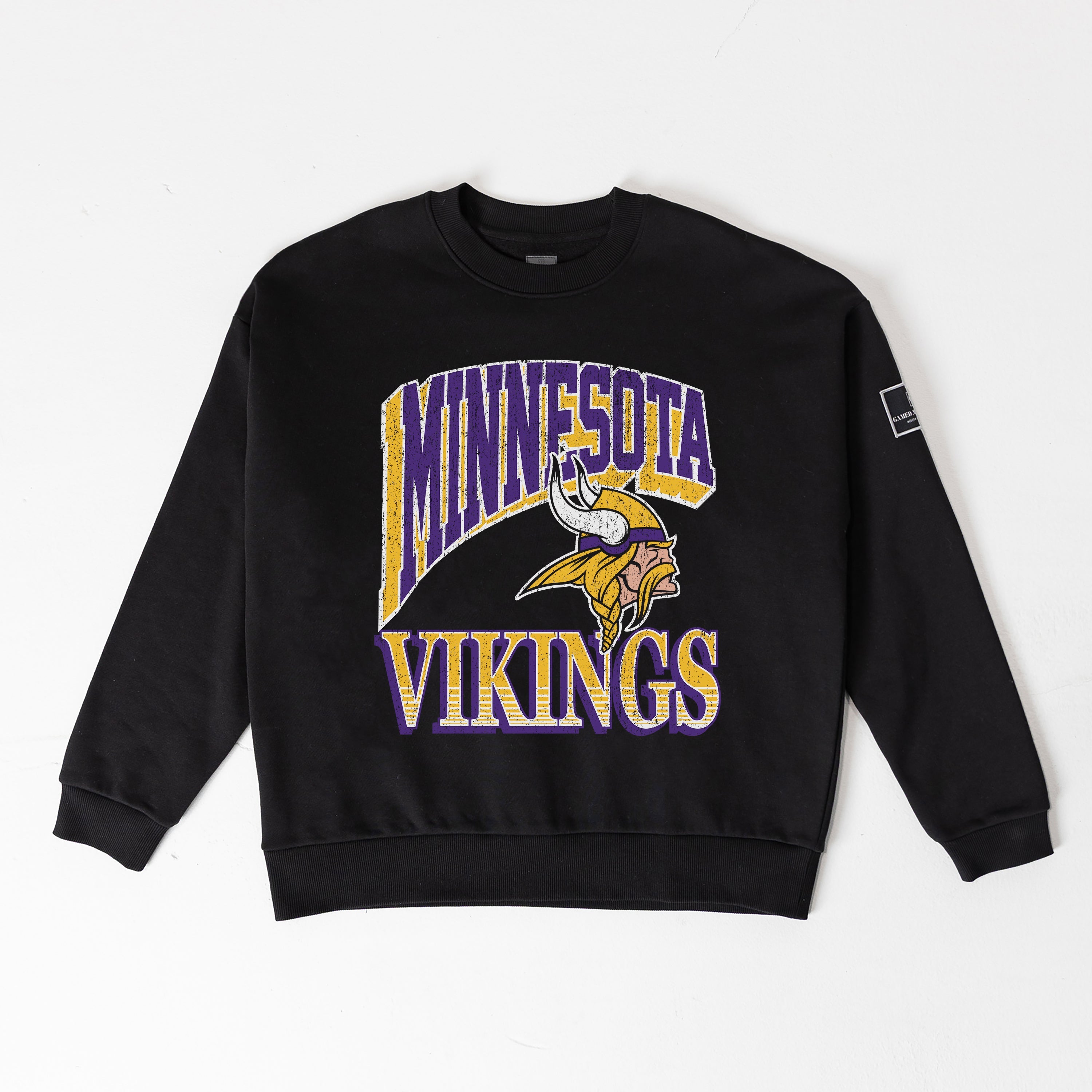 MINNESOTA VIKINGS VICTORY PRIME BLACK LABEL PREMIUM FLEECE DROP SHOULDER CREWNECK