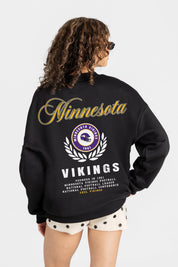 MINNESOTA VIKINGS CLASSIC CHARM BLACK LABEL PREMIUM FLEECE DROP SHOULDER CREWNECK