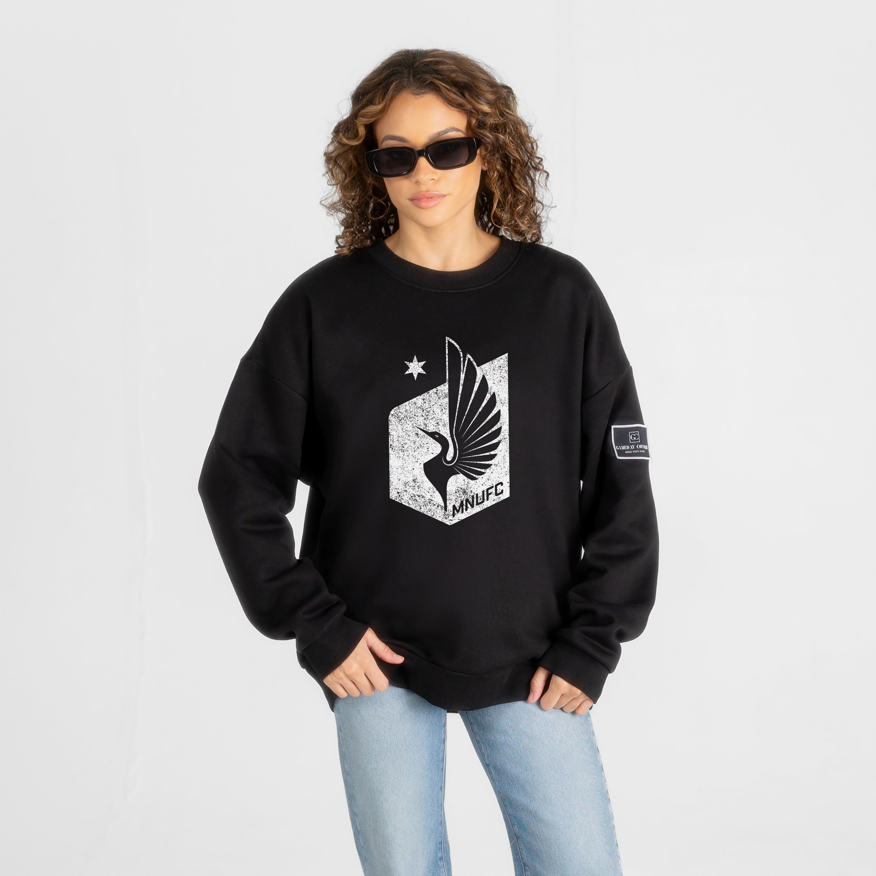 MINNESOTA UNITED BOLD MOVE BLACK LABEL PREMIUM FLEECE DROP SHOULDER CREWNECK