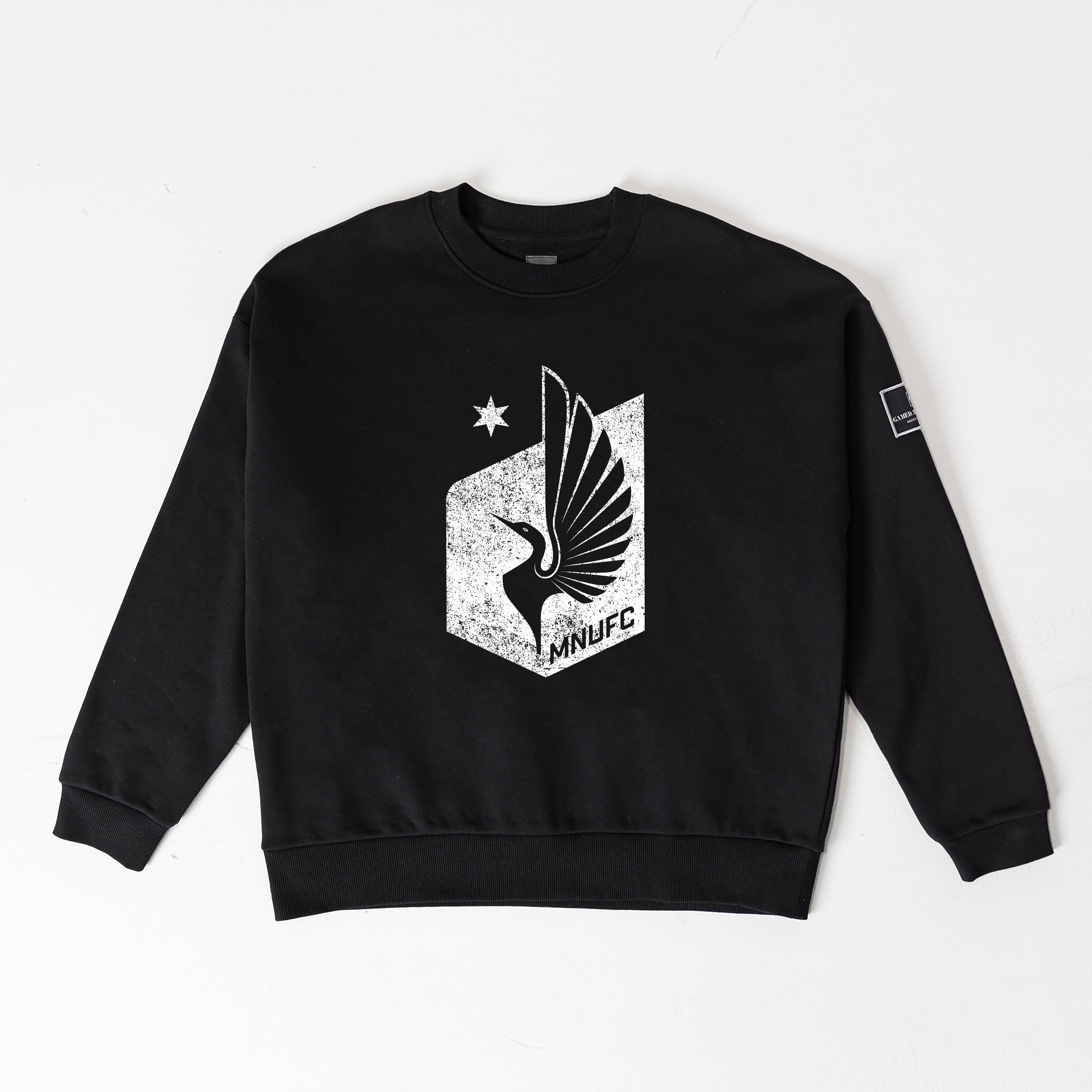MINNESOTA UNITED BOLD MOVE BLACK LABEL PREMIUM FLEECE DROP SHOULDER CREWNECK
