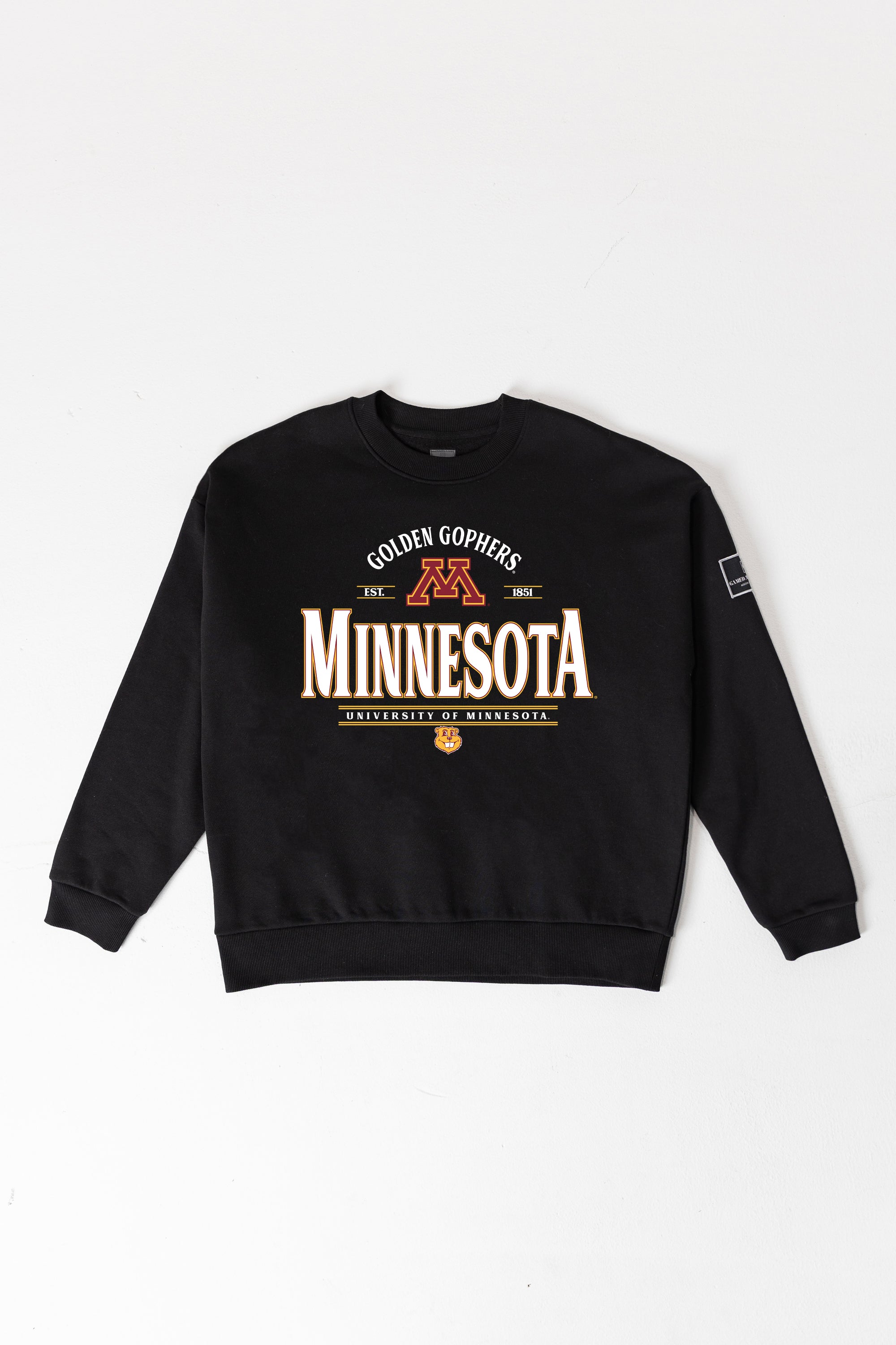 MINNESOTA GOLDEN GOPHERS PLAYERS ONLY BLACK LABEL PREMIUM FLEECE DROP SHOULDER CREWNECK