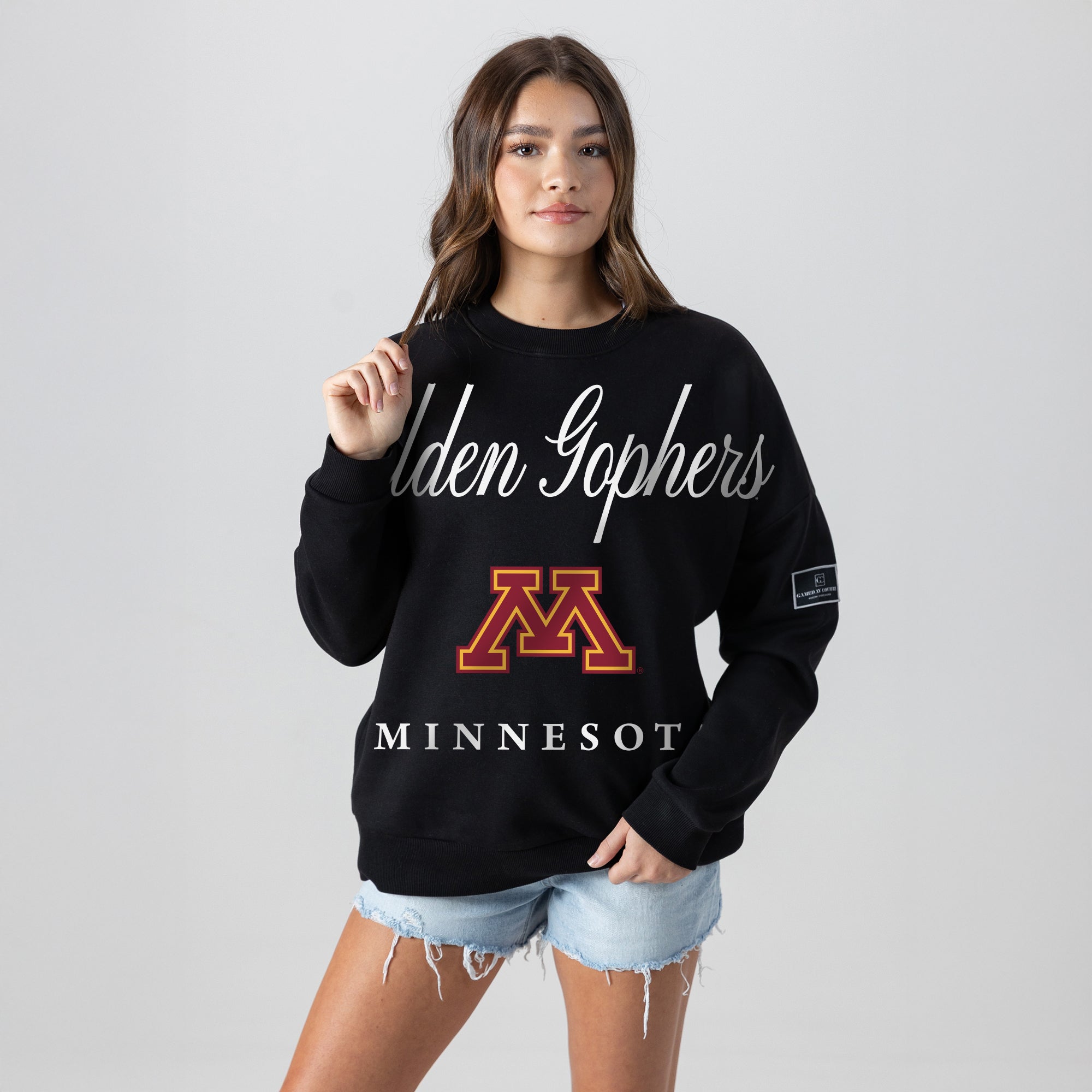 MINNESOTA GOLDEN GOPHERS LEGACY CLUB BLACK LABEL PREMIUM FLEECE DROP SHOULDER CREWNECK