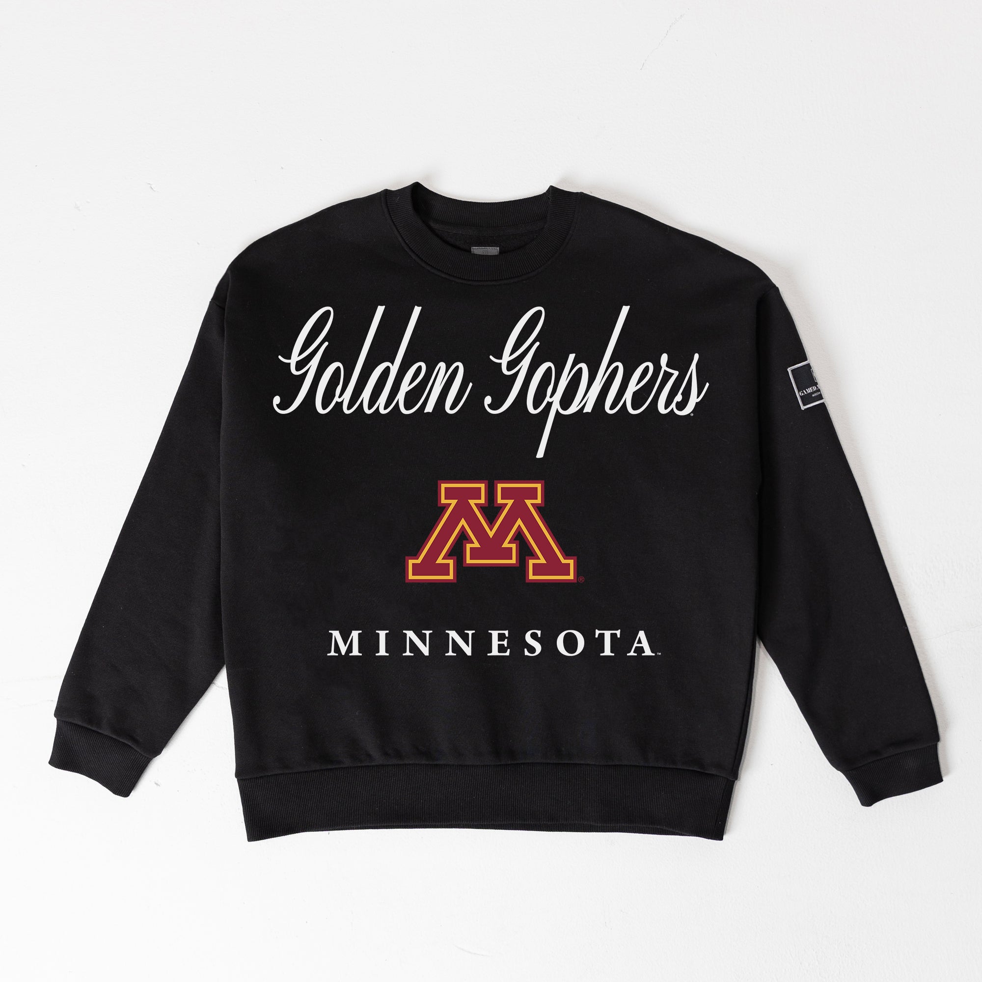 MINNESOTA GOLDEN GOPHERS LEGACY CLUB BLACK LABEL PREMIUM FLEECE DROP SHOULDER CREWNECK