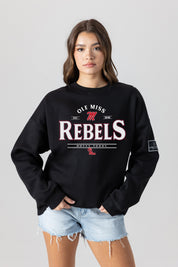 OLE MISS REBELS PLAYERS ONLY BLACK LABEL PREMIUM FLEECE DROP SHOULDER CREWNECK